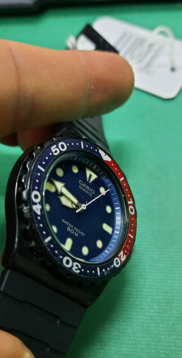 Rare Vintage Casio MW-82 Pepsi Quartz WR50 from 1993 Working Full