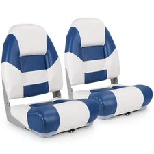 NORTHCAPTAIN White/Pacific Blue High Back Folding Boat Seat, 2 Seats