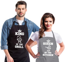 Funny Aprons for Couple, His and Hers Aprons Set, Kitchen Aprons with 2 Pockets