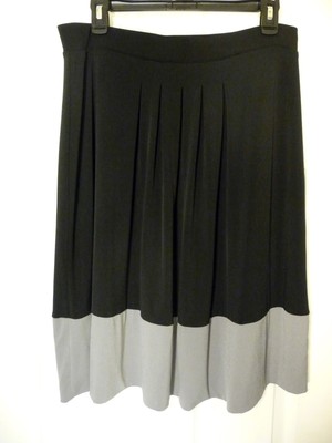 Get Cheap Womens Apostrophe Stretch ALine Pleat Black Grey Colorblock Skirt Career Sz L Get Cheap Womens Apostrophe Stretch ALine Pleat Black Grey Colorblock Skirt Career Sz L