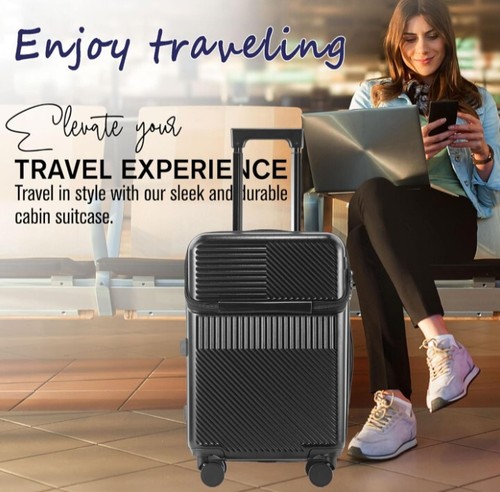 Small Suitcase 20" USB Port, Drinks holder, 360 Wheels, Easy access front zip - Picture 9 of 11
