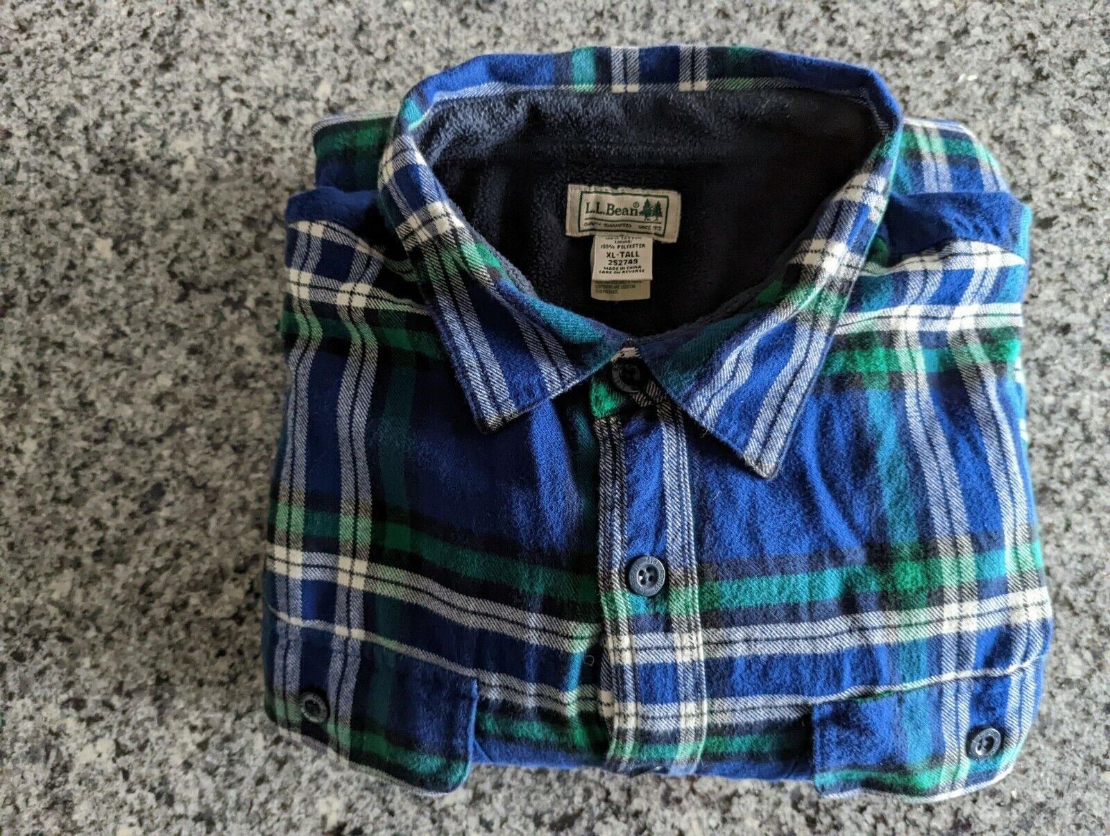 L.L. Bean Men's Flannel Fully Fleece Lined Shirt XL-TALL Blue Green ...