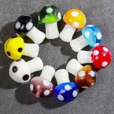 100Pc Handmade Colorful Mushroom Glass Bead Bracelet Earring Pendant Accessories