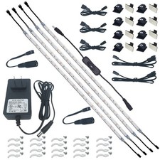 Under Cabinet LED Lighting Kit, 4 PCS 20 Inches Flexible LED Strips, 16W, 120...