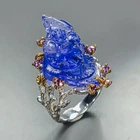 Expensive 24 ct+ Natural Tanzanite Ring 925 Sterling Silver Size 9 /R474626