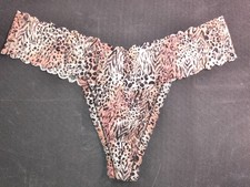 Victoria's Secret Lace Thong Panty Size L Animal Print/Leopard/Cheetah NWT