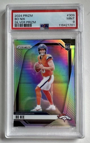 BO NIX - 2024 Panini Prizm - SILVER PRIZM (RC) #309 DENVER BRONCOS PSA MINT 9