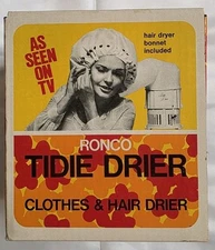 Vintage Ronco Tidie Drier w/Carrying Case, Hair Bonnet, and Original Box