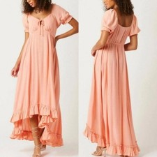 NWT Patrons of Peace Adrian Pink Clay Boho Cottagecore Puff Sleeve Midi Dress XS