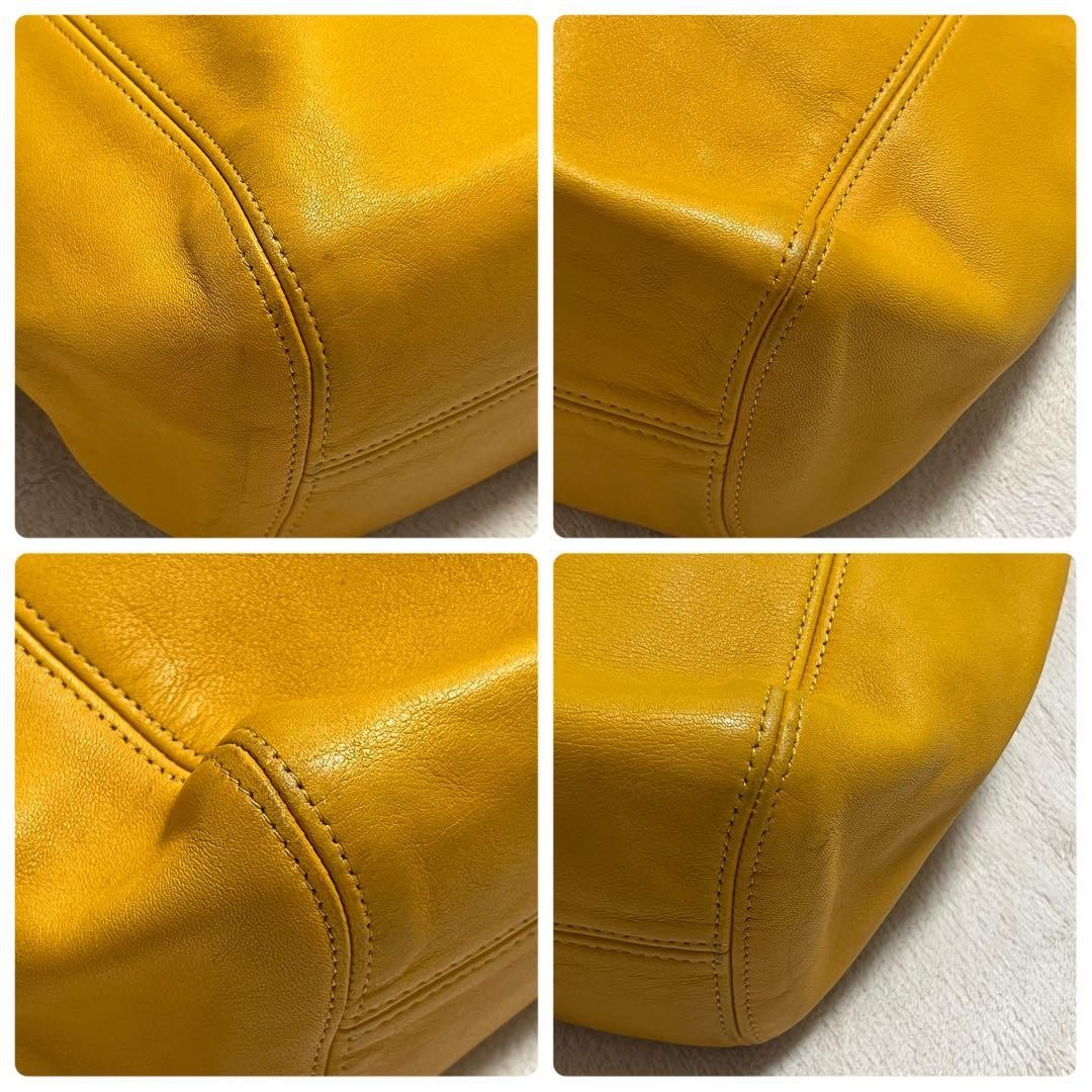 COACH Old Coach Leather Tote Bag Yellow Rare Color - Gem