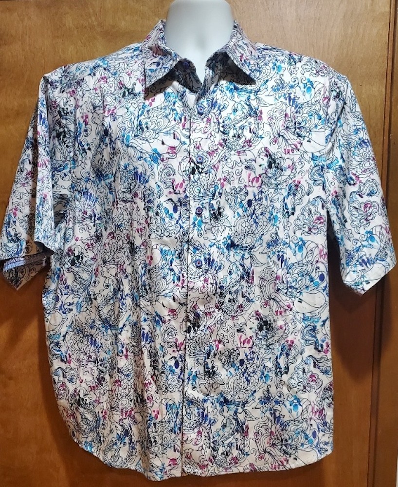 Robert Graham Multi-Color Short-Sleeved Buttoned-Up Shirt, Size 1XL/XL; EXC!