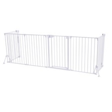 Uimoso Freestanding Dog Gate 32" Tall 6-Panel Foldable Metal Pet Gate White