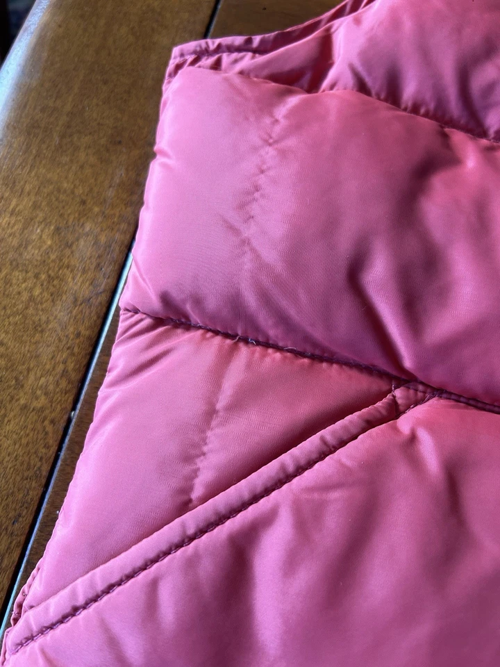 Vintage Woolrich Western Down Vest with Suede Yoke Down Vest Salmon Pink Nylon - Image 4 of 4