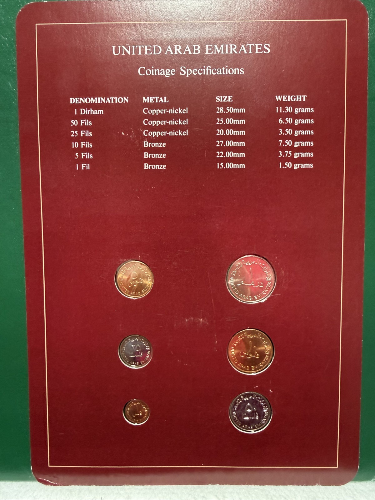 Franklin Mint Coins Of All Nations Set – United Arab Emirates 6 coins ...