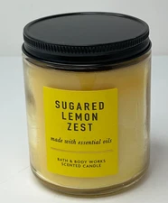 Sugared Lemon Zest Single Wick Bath & Body Works Scented Candle w/Essential Oils
