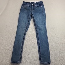 Seven7 Jeans Tummyless High Rise Skinny Medium Wash Blue Womens 2 Stretch