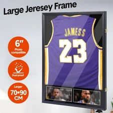 Large Jersey Display Frame Sports Shirt Lockable Box with UV Protection 90x70cm