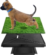 Dog Grass Training Pad w/Tray, Puppy House Grass Pad Indoor & Outdoor(25" x 20")