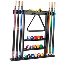 Pool Stick Holder, Wall Mount Pool Cue Rack ,Solid Wood Floor Stand for Black