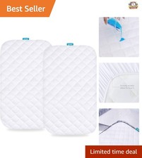 Waterproof Quilted Bassinet Mattress Pad Cover - 2 Pack for Infant Comfort