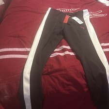 NWT Puma Black Leggings with Red Zipper Size L Women