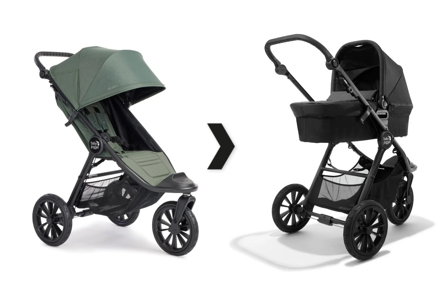 5907414801351 BABY JOGGER City Elite 2w1 Briar Green wózek terenowy oraz gondo