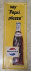 1960s Vintage PEPSI COLA SAY PEPSI PLEASE ADVERTISING SIGN Gas Station Store  — photo 1