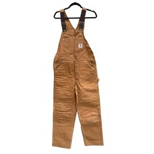 Carhartt Bib Overalls VTG R41 Mens 34x32 Brown Quilt Lined Duck Canvas Workwear