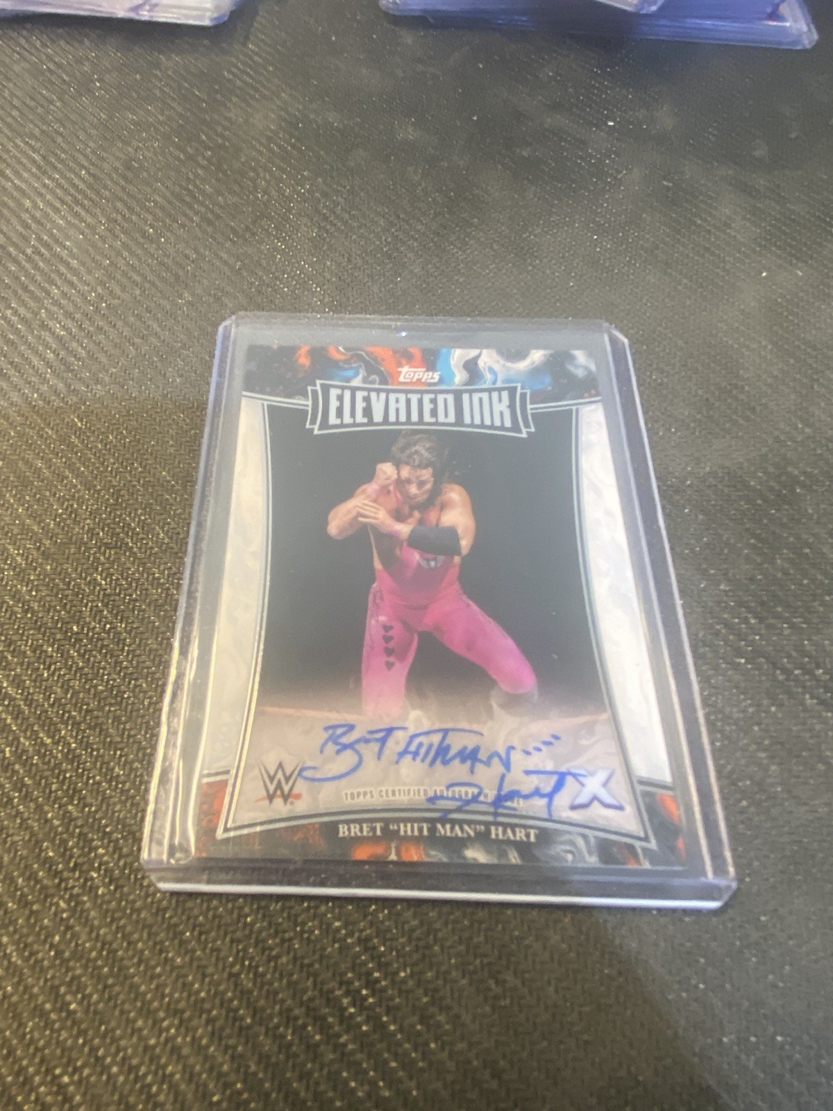 2025 Topps Exalted WWE Elevated Ink Bret "Hit Man" Hart On Card Autograph view 2