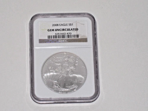 2008 American Silver Eagle Gem Uncirculated Brown Label