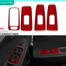 Red Carbon Fiber Interior Window Lift Switch Cover For Chevrolet Malibu 2008-12