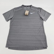 Nike Dri Fit Men's Shirt Miler Running Top Short Sleeve Size XL Gray AJ7565 085