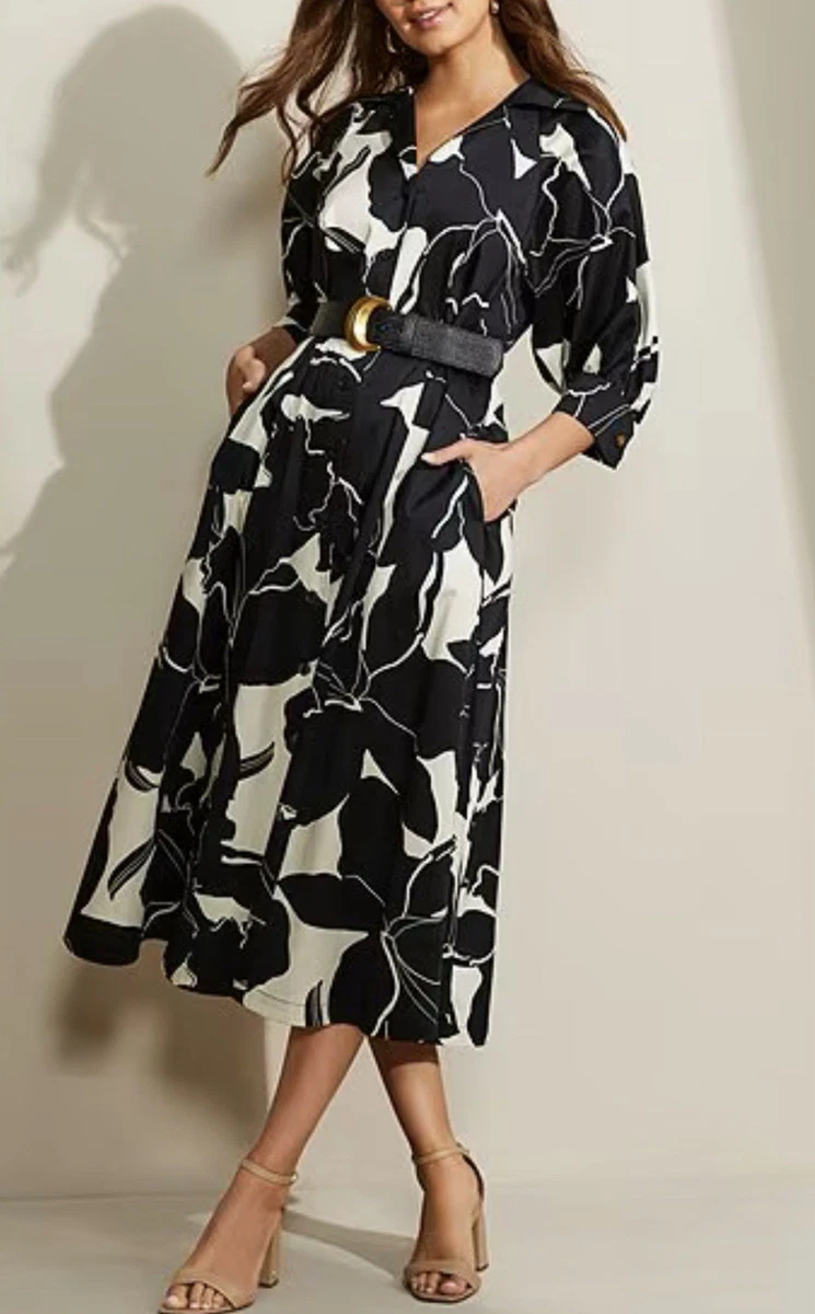 donna karan casual dresses Donna Karan Women's V-Neck Dress - Vellum/Waterlily Multi