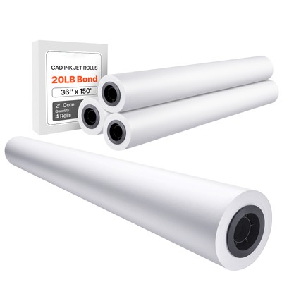 Uimoso Wide Format Paper Plotter Paper 2/4/6 Rolls 24/36'' x150/500ft CAD Rolls