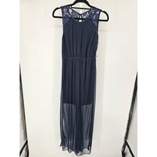 Vintage Y2K Charlotte Russe Womens Sz M maxi Dress Dark Blue Formal Lace