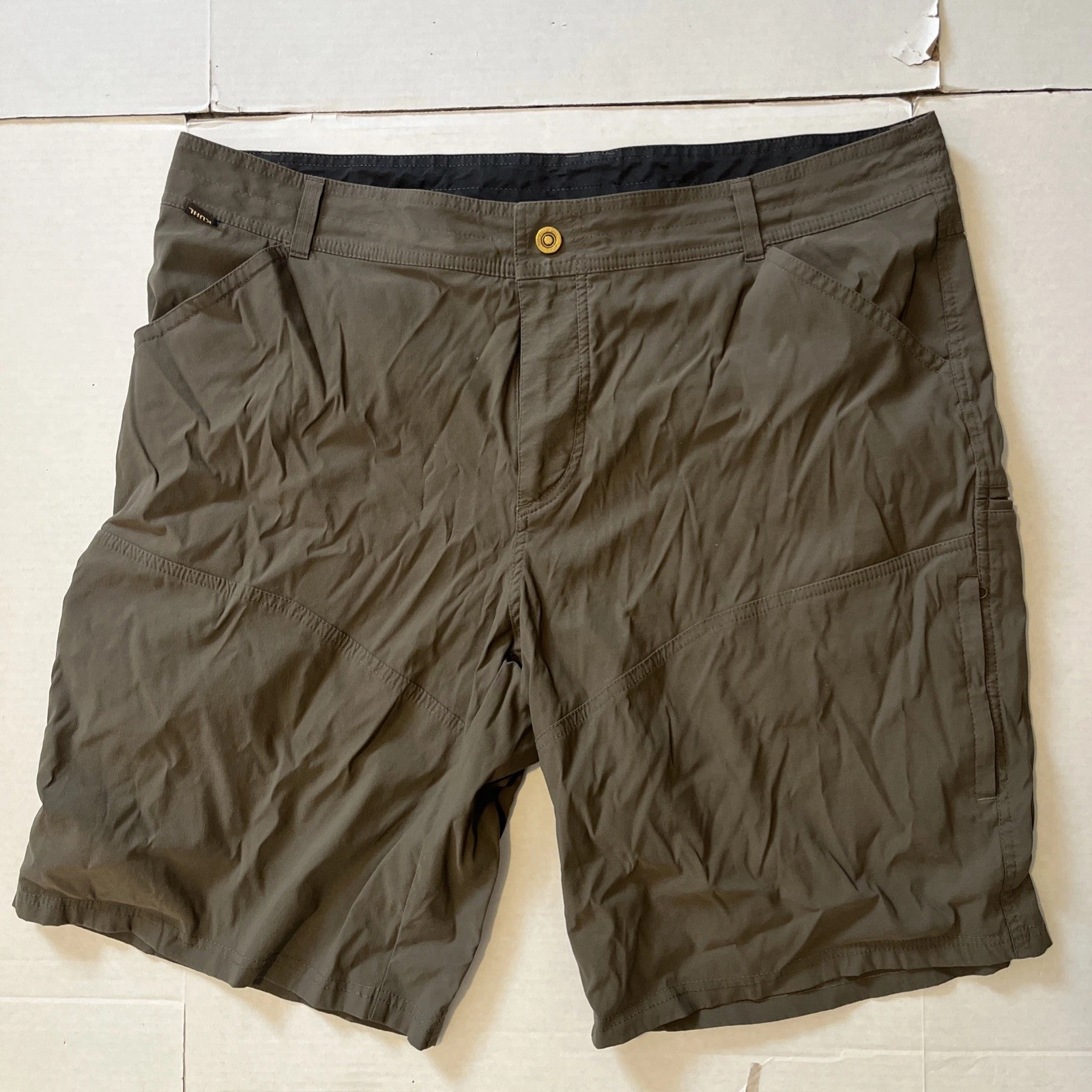 Kuhl Mens 42 Olive Green Khaki Renegade Outdoor Hiking Quick Dry Shorts 5121