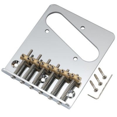 Musiclily Pro Chrome 54mm Modern Bridge Barrel Brass 6 Saddles For Tele Guitar