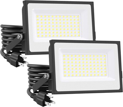 2 Pack LED Flood Light 80W, 8000lm, IP66 Waterproof, Daylight White