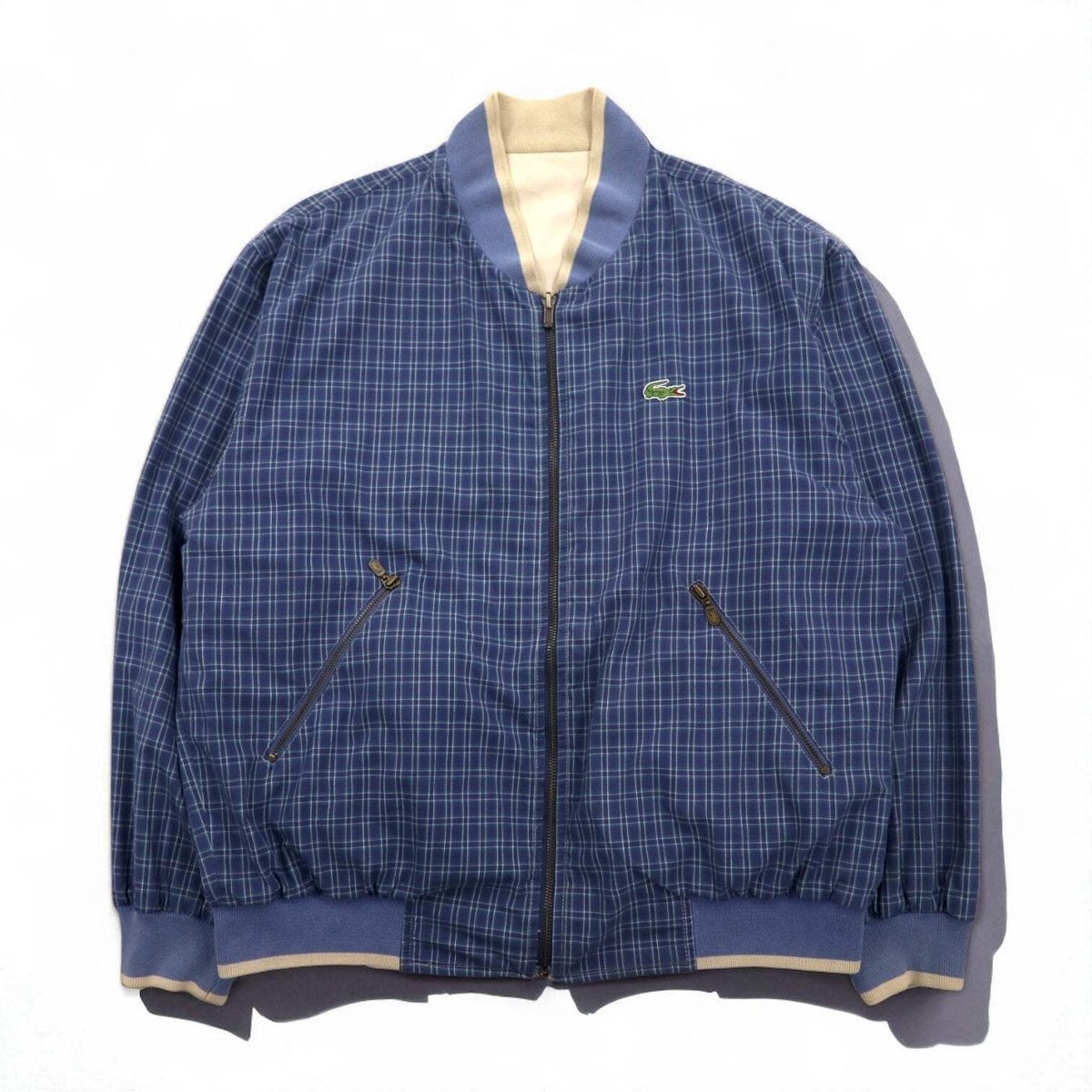 LACOSTE 80s Reversible Swing Top Harrington Jacket XL Navy and