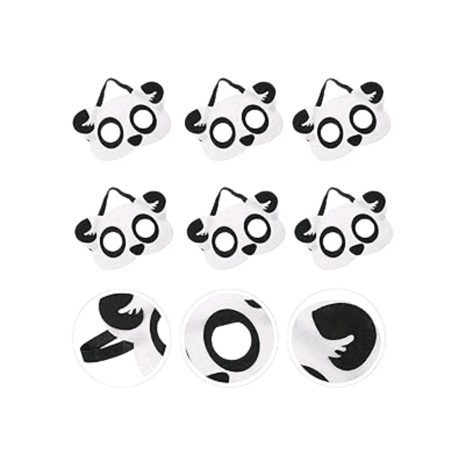10pcs Panda Masks Fitted with Elastic Bands Flet Animal Panda Eye Mask for Kids - Image 3 of 3