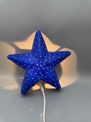 Ikea Smila Stjarna Star Wall Hanging Night Light Lamp Blue 11'' Calming Wall Lamp