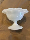 Vintage Milk Glass Candy Dish 5in Wide 3in Tall Scalloped Edge