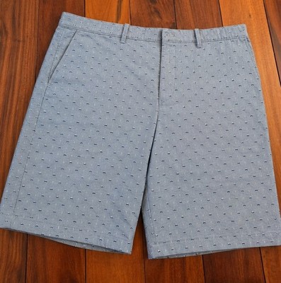 Original Penguin Men's Blue Geometric Chino Shorts Chambray Slash Pockets