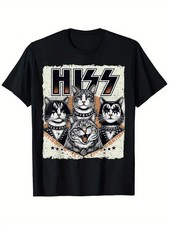 Cat Hiss Funny Cat Lover Cat Owner Cat Humor Distressed T-Shirt Sizes S-5XL