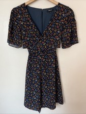Madewell Flutter Sleeve Floral Dress Size 0 Floral Tie Front Knee Lngth Lined