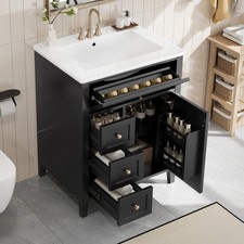 24" Bathroom Vanity w/Sink,Modern Storage Cabinet w/Drawers  Adjustable Shelves