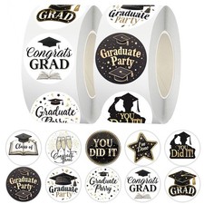 40Pcs Random Graduation Decoration Black Grad Cap Congratulations Label Stickers