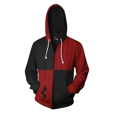 Harley Quinn Hoodie 3D Printed Hooded Sweatshirt Casual Zip Up Coat Streetwear