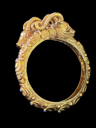 JBK Jackie Kennedy Crystal Double Ram's Head Bangle Aries Camrose & Kross
