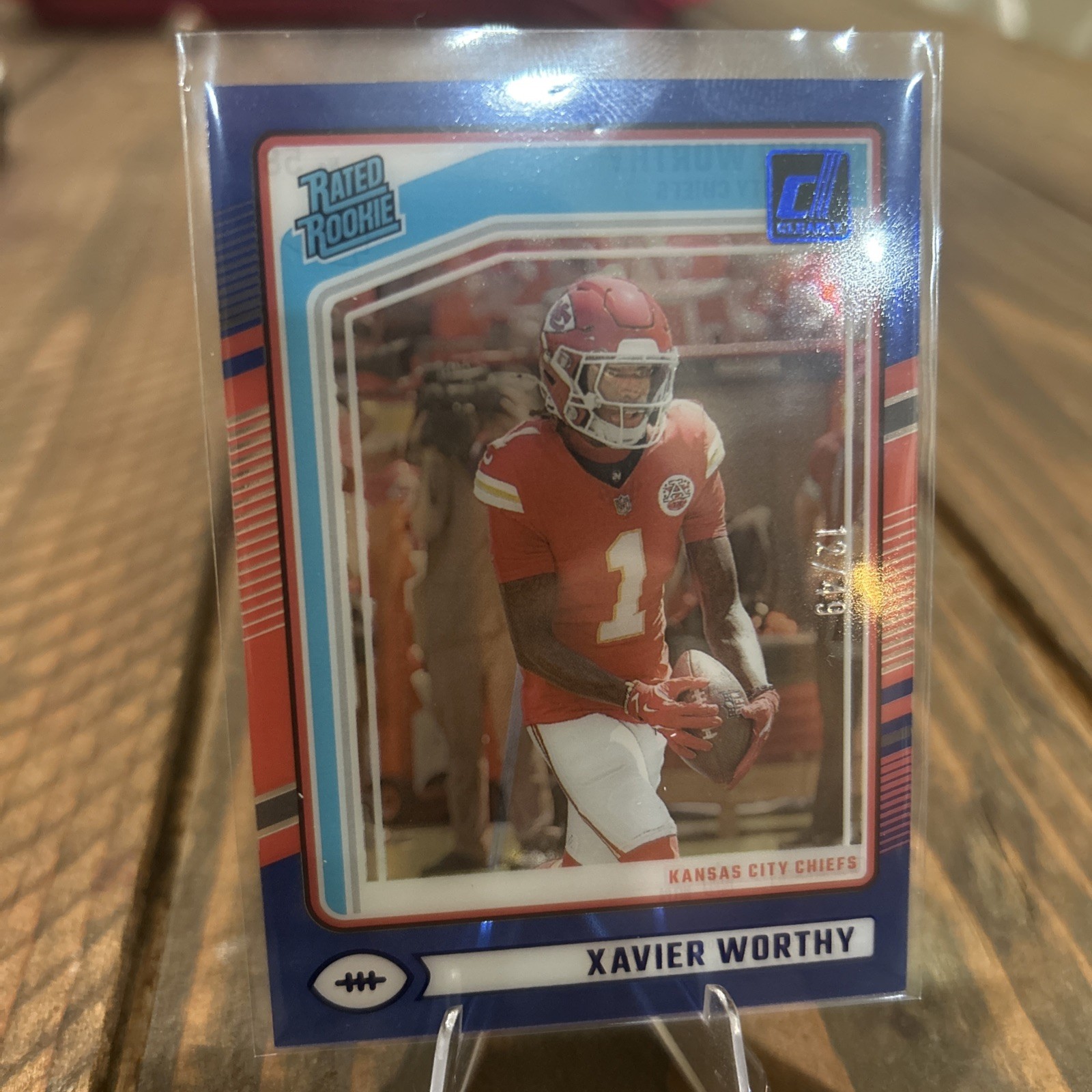 2024 Panini Clearly Donruss Rated Rookie Xavier Worthy #58 Blue /49 (RC)